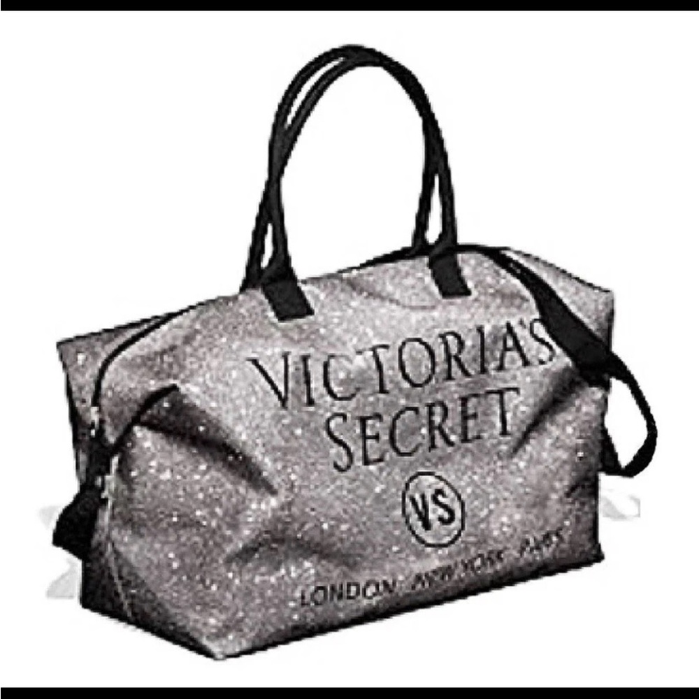 NWT Victoria's Secret 2015 Limited Edition Silver Glitter Tote Bag